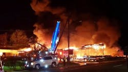 Ellenville, NY, firefighters battled a massive, fast-spreading blaze at used car dealership that was being used as a filming site for an HBO series starring Mark Ruffalo.