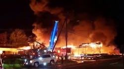 Ellenville, NY, firefighters battled a massive, fast-spreading blaze at used car dealership that was being used as a filming site for an HBO series starring Mark Ruffalo.