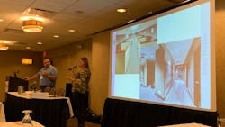 Jason Estes and Raegan Porter of FGM Architects discuss how to break down the budgets for new fire and police station construction projects during a session Wednesday at the 2019 Station Design Conference in Rosemont, IL. Jason Estes and Raegan Porter of FGM Architects discuss how to break down the budgets for new fire and police station construction projects during a session Wednesday at the 2019 Station Design Conference in Rosemont, IL.