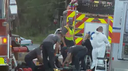 Two Lake County, FL, firefighters and a sheriff's deputy were decontaminated by hazmat team after being exposed to Fentanyl during a traffic stop in Clermont on Tuesday.