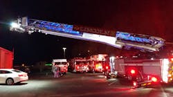 'One of the neat things is at night it has blue led lights that lights up the ladder,' Chief Bob Dunovsky said about the Lincoln City, IL, Fire Department's newest apparatus. 'One of the neat things is at night it has blue led lights that lights up the ladder,' Chief Bob Dunovsky said about the Lincoln City, IL, Fire Department's newest apparatus.