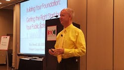 Architect Ken Newell speaks to Station Design Conference attendees in Rosemont, IL, on Tuesday, May 14, 2019. Architect Ken Newell speaks to Station Design Conference attendees in Rosemont, IL, on Tuesday, May 14, 2019.