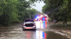 Oklahoma City, OK, firefighters rescued motorists from several vehicles after they became stranded in high water caused by flooding from heavy rainfall.