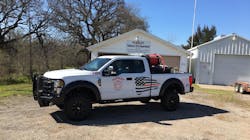 Pursley, TX, Volunteer Fire Department&apos;s new brush apparatus comes with a 200 gallon water tank, a 20 gallon foam tank, a back-up camera and front and back bumper spray nozzles.