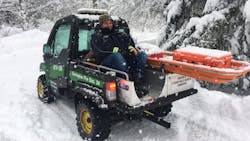 UTV-based apparatus is well suited for traversing snowy trails to pick up patients in remote areas. UTV-based apparatus is well suited for traversing snowy trails to pick up patients in remote areas.