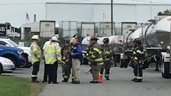 Springfield, MA, firefighters helped contain a 300-gallon flammable chemical spill Thursday. Springfield, MA, firefighters helped contain a 300-gallon flammable chemical spill Thursday.