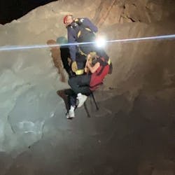Vancouver and Clark County, WA, firefighters rescue a teen who was stuck on a cliff 35 feet above the ground early Thursday. Vancouver and Clark County, WA, firefighters rescue a teen who was stuck on a cliff 35 feet above the ground early Thursday.