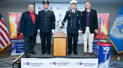 Pictured (from left) Chief Ronald J. Siarnicki, Executive Director of the National Fallen Firefighters Foundation, Two members of the FDNY Ceremonial Unit, and Jon London, Chief Marketing Officer, X2 All-Natural Energy Drink.