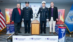 Pictured (from left) Chief Ronald J. Siarnicki, Executive Director of the National Fallen Firefighters Foundation, Two members of the FDNY Ceremonial Unit, and Jon London, Chief Marketing Officer, X2 All-Natural Energy Drink.