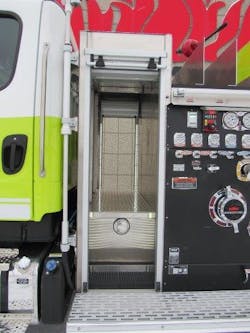 Leaving no place vacant, Midwest Fire created additional storage space in the pump house that is often a void area. Leaving no place vacant, Midwest Fire created additional storage space in the pump house that is often a void area.