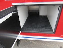 An extension was added deep inside this compartment to accomodate traffic cones.