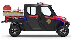 Crew cab UTV-based apparatus, with heating and air conditioning in the cabs, such as this unit from Polaris,are becoming increasingly popular because of their increased occupancy capabilies and larger payload ratings. Crew cab UTV-based apparatus, with heating and air conditioning in the cabs, such as this unit from Polaris,are becoming increasingly popular because of their increased occupancy capabilies and larger payload ratings.