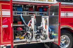 A compartment focused on hydraulic tool equipment helps firefighters quickly access tools when they are most needed.