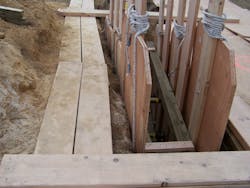 6. Shoring materials for trench collapses include shoring panels, hydraulic or pneumatic struts, dimensional timber, and carpentry tools and saws.