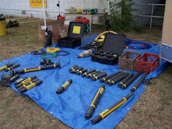 7. Pneumatic struts are a very common tool that rescuers use at a trench collapse. 7. Pneumatic struts are a very common tool that rescuers use at a trench collapse.