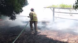 Contra County, CA, firefighters battled a vegetation blaze in Antioch that was ignited by illegal fireworks Saturday.