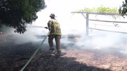 Contra County, CA, firefighters battled a vegetation blaze in Antioch that was ignited by illegal fireworks Saturday. Contra County, CA, firefighters battled a vegetation blaze in Antioch that was ignited by illegal fireworks Saturday.