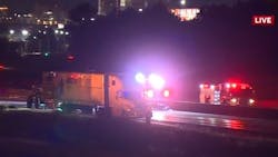 Firefighters responded to a hazardous materials spill late Thursday after an 18-wheeler carrying lye overturned on Interstate 65 in Birmingham, AL. Firefighters responded to a hazardous materials spill late Thursday after an 18-wheeler carrying lye overturned on Interstate 65 in Birmingham, AL.