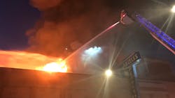 A three-alarm fire collapsed the roof and gutted the former Gately's Peoples Store early Friday in Chicago's Roseland neighborhood. A three-alarm fire collapsed the roof and gutted the former Gately's Peoples Store early Friday in Chicago's Roseland neighborhood.
