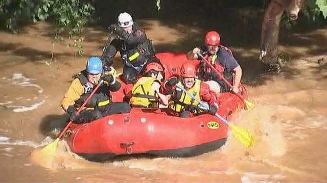 Gaston County, NC, rescue workers brought a teenage boy to safety Tuesday morning after he was stuck overnight on an island in the South Fork River near Spencer Mountain.