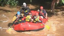 Gaston County, NC, rescue workers brought a teenage boy to safety Tuesday morning after he was stuck overnight on an island in the South Fork River near Spencer Mountain.