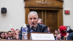 Former &apos;Daily Show&apos; host Jon Stewart testifies Tuesday during a House Judiciary Committee hearing on reauthorization of the Sept. 11 Victim Compensation Fund.