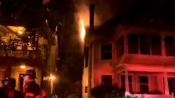 Three New Haven, CT, firefighters were injured battling a three-alarm blaze early Wednesday.