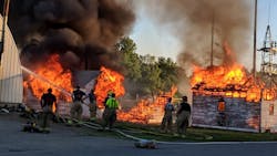 Firefighters from Olivia and Danube volunteer fire departments in rural Minnesota conduct training exercises together in May 2018. Firefighters from Olivia and Danube volunteer fire departments in rural Minnesota conduct training exercises together in May 2018.