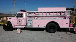Started by an Ames, IA, firefighter and two women, Story County Responders Care used a pink 1963 Ford apparatus to help raise money for those suffering from cancer. Started by an Ames, IA, firefighter and two women, Story County Responders Care used a pink 1963 Ford apparatus to help raise money for those suffering from cancer.