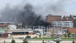 A three-alarm fire broke at a Providence, RI, power station after a transformer exploded and caught fire Saturday. A three-alarm fire broke at a Providence, RI, power station after a transformer exploded and caught fire Saturday.