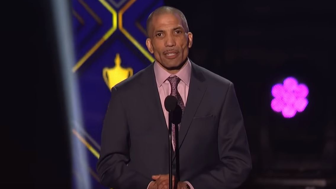 Flint, MI, firefighter Rico Phillips speaks after receiving the NHL's Willie O&rsquo;Ree Community Hero Award on Wednesday.