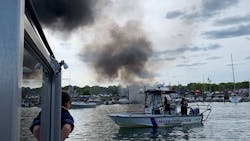 Thirteen people, including a family of five, were injured when a boat caught fire while refueling Tuesday in Scituate, MA. Thirteen people, including a family of five, were injured when a boat caught fire while refueling Tuesday in Scituate, MA.