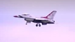 The U.S. Air Force Thunderbirds arrive at the Dayton, OH, Dayton Vectren Air Show on Friday. Two Ohio firefighters flew with the aerial acrobat team to honor them for heroic feats.