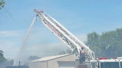 Firefighters from Benton County, WA, and several other fire departments needed to use a backhoe to knock down the roof of a burning house in order to extinguish the flames Sunday. Firefighters from Benton County, WA, and several other fire departments needed to use a backhoe to knock down the roof of a burning house in order to extinguish the flames Sunday.