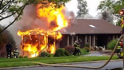 About 50 firefighters from eight fire companies responded to the call of a burning house Saturday night in Wyomsing, PA. About 50 firefighters from eight fire companies responded to the call of a burning house Saturday night in Wyomsing, PA.