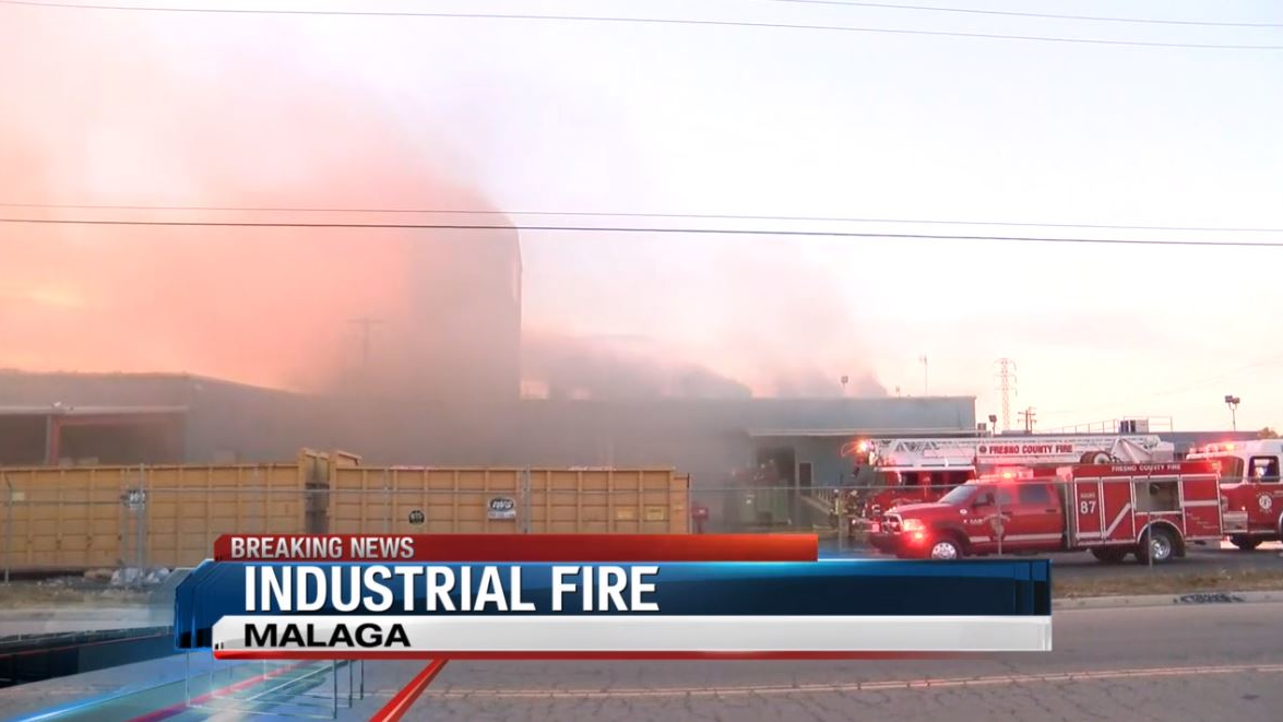 Fresno CA Mattress Recycling Facility Fire Blaze Firefighters Firehouse