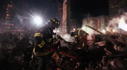 FDNY firefighters from Staten Island's Rescue 5 company search for victims in the rubble at Ground Zero in lower Manhattan in December 2001.