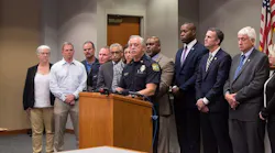 Flanked by city and state officials, Virginia Beach Police Chief James Cervera speaks during a press conference regarding the Virginia Beach Municipal Center shooting on Friday, May 31, 2019.