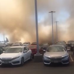 Bakersfield, CA, firefighters battled multiple grass fires Monday that spread to a CarMax auto dealership, damaging or destroying 86 vehicles. Bakersfield, CA, firefighters battled multiple grass fires Monday that spread to a CarMax auto dealership, damaging or destroying 86 vehicles.