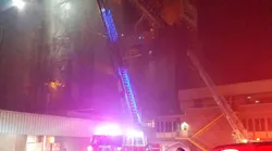 Four firefighters were injured in a multi-alarm silo farm Sunday in Channelview, TX, near Houston.