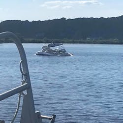 Norwich, CT, firefighters took out the department&apos;s new Marine 1 fireboat Thursday for the first time to rescue boaters on a sinking watercraft on the Thames River.