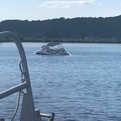 Norwich, CT, firefighters took out the department's new Marine 1 fireboat Thursday for the first time to rescue boaters on a sinking watercraft on the Thames River. Norwich, CT, firefighters took out the department's new Marine 1 fireboat Thursday for the first time to rescue boaters on a sinking watercraft on the Thames River.