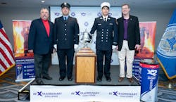 Pictured (from left): Chief Ronald J. Siarnicki, executive director of the National Fallen Firefighters Foundation, two members of the FDNY Ceremonial Unit, and Jon London, chief marketing officer, X2 All-Natural Energy Drink. Pictured (from left): Chief Ronald J. Siarnicki, executive director of the National Fallen Firefighters Foundation, two members of the FDNY Ceremonial Unit, and Jon London, chief marketing officer, X2 All-Natural Energy Drink.