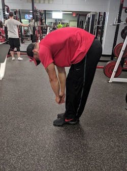 Stretching is critical during strength training. The reaching hamstring stretch should be done for 30 seconds on each side. Stretching is critical during strength training. The reaching hamstring stretch should be done for 30 seconds on each side.