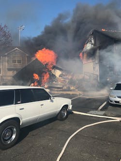 Shortly after crews entered to search for trapped residents, the end unit pulled away from the row and collapsed. Shortly after crews entered to search for trapped residents, the end unit pulled away from the row and collapsed.