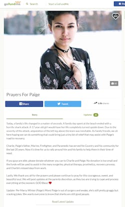 Paige Winter, a 17-year-old girl from Havelock, NC, was attacked by a shark over the weekend off the coast of Atlantic Beach. Her dad, a Havelock firefighter, saved her life by punching the shark in the face several times. Paige Winter, a 17-year-old girl from Havelock, NC, was attacked by a shark over the weekend off the coast of Atlantic Beach. Her dad, a Havelock firefighter, saved her life by punching the shark in the face several times.