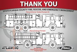 The Spotsylvania County, PA, Fire Department is spending $2.6 million to buy three pieces of apparatus and a boat to replace outdated vehicles. The Spotsylvania County, PA, Fire Department is spending $2.6 million to buy three pieces of apparatus and a boat to replace outdated vehicles.