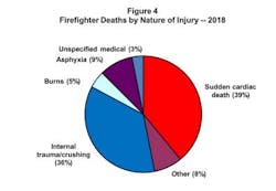 This graph from the NFPA shows the breakdown of 2018 line-of-duty deaths by nature of injury.