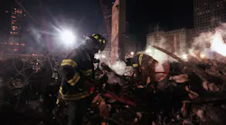 FDNY firefighters from Rescue 5 search for victims at Ground Zero in lower Manhattan in December 2001.