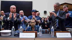 Attendees applaud following testimony from Retired New York Police Department detective and 9/11 responder Luis Alvarez (center) during a House Judiciary Committee hearing on reauthorization of the September 11th Victim Compensation Fund.